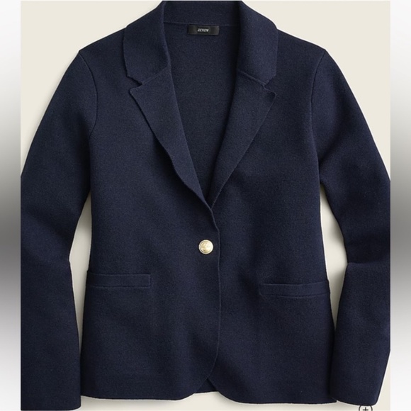 J Crew Camille Sweater Blazer Cardigan XXL Wool Navy Old Money Preppy Nautical - Picture 2 of 11